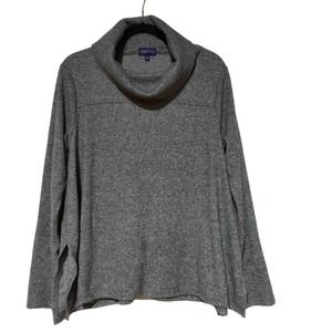 Artesia Women's L‎ Gray Ribbed Cowl Neck  Pullover Tight Knit Stretchy Sweater